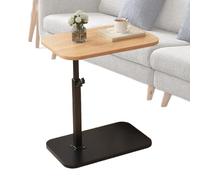 Mesa auxiliar en forma de C, de madera, mesita de noche, ajustable, con marco de metal giratorio, para espacios pequeños, mesas auxiliares resistentes, compactas, multiusos para sala de estar