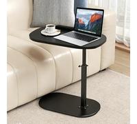 Mesa auxiliar en forma de C, mesa auxiliar giratoria de 360°, mesa auxiliar ajustable en altura de 180°, mesa de centro pequeña para espacios pequeños, mesa auxiliar de madera, mesa de café para