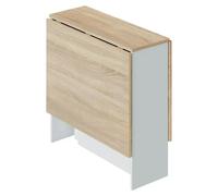 Habitdesign Mesa abatible Fly – Alas abatibles, 77×31-140×79 cm – Blanco Artik y Roble Canadian