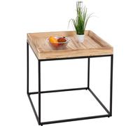 Mesa auxiliar HWC-K71, mesa de centro, mesa auxiliar, madera de paulownia y metal, 60x60x60 cm, color natural
