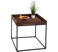 Mesa auxiliar HWC-K71, mesa de centro, mesa para sofá, madera de paulownia y metal, 60x60x60 cm, color marrón oscuro