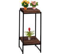 Mesa auxiliar HWC-K71 para flores, estante para plantas, mesa auxiliar, certificada MVG, MDF y metal, color marrón oscuro, 82 cm