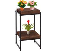 Mesa auxiliar HWC-K71 para flores, estante para plantas, mesa auxiliar, certificada por MVG, MDF y metal, color marrón oscuro, 61 cm