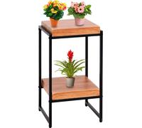 Mesa auxiliar HWC-K71 para flores, estantería para plantas, mesa auxiliar, certificada por MVG, MDF y metal, color natural, 61 cm