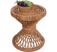 Mesa auxiliar HWC-M31, mesa para plantas de ratán, mesa de centro redonda, 43x38x38 cm, ratán Kubu natural