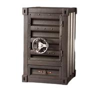 Mesa auxiliar industrial con cajón y mango giratorio, estilo contenedor vintage, armario de hierro forjado para el hogar, oficina, bar (plata, 2 unidades)