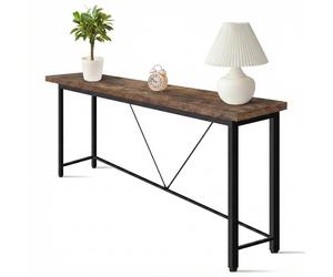 Mesa auxiliar IvoQ, color marrón – Consola – Mesa de entrada – Estilo industrial – Delgada y elegante – 120x23x74 cm