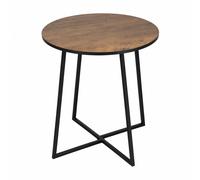 Mesa Auxiliar Loft Redonda 40x40 cm Negra y Efecto Madera Industrial