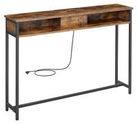 Mesa auxiliar - Mesa consola - Mesa de entrada - Pequeña - Madera y acero - 25 cm x 120 cm x 81 cm - Marrón