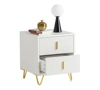 Mesa auxiliar mesita de nocher mobiliario de salón moderno con 2 cajones l40xp40xh47 cm fbt115-w sobuy 47 cm