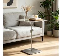 Mesa auxiliar moderna, mesas de centro de altura ajustable, mostrador mesa de pub, mesa de comedor cuadrada, adecuada para cafetería, restaurante, hogar, bar, fiesta, color plateado(Top 35cm)