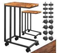Mesa auxiliar negra juego de 2 ruedas móviles accesibles para sillas de ruedas 50x35x65/70cm con freno