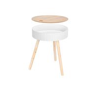 Mesa Auxiliar Ondas Blancas con Almacenaje y Tapa Natural 38 cm