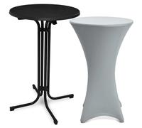 Mesa auxiliar para exteriores Beautissu Bellini, plegable, diámetro 70 cm, color plateado, con funda