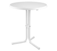 Mesa auxiliar para exteriores Beautissu, modelo Emma, diámetro 60 cm, 70 cm de altura, color blanco
