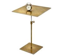 Mesa auxiliar pequeña, mesita de noche ajustable en altura, mesa decorativa cuadrada de metal para interiores para sala de estar, dormitorio, oficina, baño, espacios pequeños, dorado(Top 35cm)