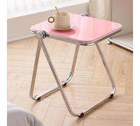 Mesa auxiliar plegable de jardín, mesa auxiliar cuadrada para uso en interiores y exteriores, mesa auxiliar ligera para bebidas, cena de televisión o mesita de noche, patio, sala de estar, balcón