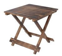 Mesa auxiliar plegable de madera Outsunny, mesa de jardín pequeña y ligera con superficie de listones, mesas de café plegables y portátiles para balcones, patios y terrazas, acabado carbonizado.