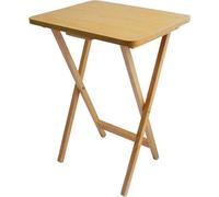 Mesa auxiliar plegable de madera Unyqoos®, acabado natural, rectangular con esquinas redondeadas, diseño moderno, 65 x 49 x 39 cm