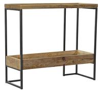 Mesa auxiliar, rectangular, negra, de metal/pino, 90x35x80 cm