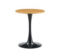 Mesa auxiliar redonda 60cm - mdf con acabado madera, termoformado, pie negro - negro/madera