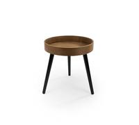 Mesa Auxiliar Redonda con Tablero de Madera y Patas de Metal Ø39×41,8 cm