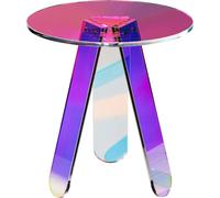 Mesa auxiliar redonda iridiscente, mesa de centro de acrílico transparente, mesa de centro de acrílico con efecto arcoíris para bebidas, alimentos y aperitivos, ideal para salones, dormitorios y estud