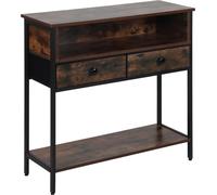 Mesa auxiliar Relaxdays con cajones, color marrón oscuro-