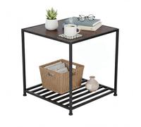 Relaxdays Mesa auxiliar industrial con rejilla marrón,negro