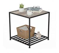 Mesa Auxiliar Relaxdays, con Estante, HBT: 50 x 50,5 x 50,5 cm, Industrial, Mesa para salón y Dormitorio, Metal, Gris