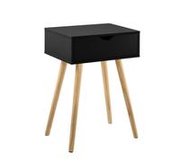 Mesa auxiliar sörby rectangular con cajón aglomerado/pino 60 x 40 x 29,5 cm - negro [en.casa]
