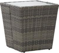 Mesa auxiliar "The Living Store", color gris, 41,5 x 41,5 x 43 cm, fabricada en polirratán y cristal templado