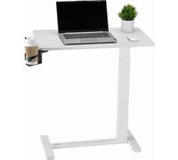 Mesa auxiliar VEVOR, mesa de noche móvil, con altura ajustable, mesa para portátil con portavasos, mesa de noche portátil para oficina, estudio, hogar, color blanco