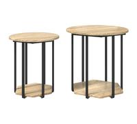 Mesa auxiliar vidaXL de 2 piezas de madera de roble Sonoma y metal