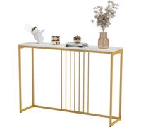 Mesa auxiliar WISFOR XXL, mesa consola, mesa de entrada, diseño de mármol, mesa de apoyo, mesa decorativa, aparador, mesa auxiliar con marco de metal dorado, ideal para el salón o la entrada