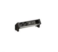 Mesa BACHMANN DESK2 de aluminio, color . Incluye: 2 tomas de corriente con conexión a tierra, 1 cargador USB y 1 adaptador ABD GST18