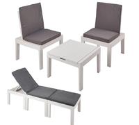 Mesa baja + 2 sillones/tumbona duetto blanca conjunto
