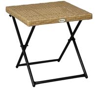 Mesa baja plegable Outsunny de estilo jardín, acogedora y elegante. Resina de acero imitación rutilo natural para bebidas, 40L x 40L x 40H cm