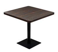 Mesa bar bistró MDF y acero cuadrada fresno oscuro 80x80x75 cm