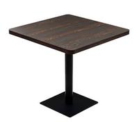 Mesa Bar Bistró Mdf Y Acero Cuadrada Fresno Oscuro 80x80x75 Cm Vidaxl
