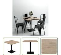 Mesa bistró Living Store, tablero de MDF y estructura de acero, forma cuadrada, 80x80x75 cm, acabado imitación roble