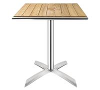 Mesa bistró plegable de 600 mm, cuadrada, color ceniza, aluminio/madera