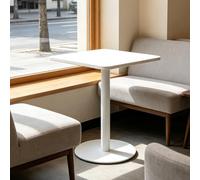Mesa Blanca Cuadrada Independiente De Alta Resistencia, Mesa De Café Con Pedestal De Fácil Montaje, Mesa De Comedor Compacta Multiescena Para Interior Y Exterior, Cafetería, Hogar Pequeño(48x48x72cm)