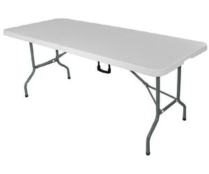 Mesa buffet plegable, con dimensiones de 1830 x 760 x 740 mm (ancho x profundidad x altura)