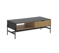 Mesa Centro Chapada En Fresno Negro Con Cajones Naturales Y Patas De Metal Negro El mejor complemento para tu hogar.
