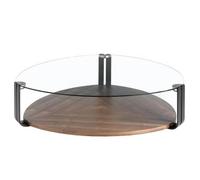 Mesa Centro Triangular Cristal Templado, Acero Negro Y Nogal Angel Cerdá 2055 135x135x32