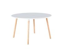 Adec Group Mesa extensible redonda Nordika Blanco y haya 100-140-180×100×75 cm