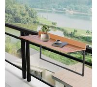 Mesa colgante para balcón VEVOR, 1000 x 345 mm, mesa plegable para balcón, mesa abatible para barandillas exteriores, con ajuste de altura en 5 niveles, compatible con barandillas de 1 a 5,3 pulgadas
