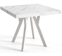 Mesa Comedor Extensible Cuadrada Rico, Mesa Comedor, Mesa Cuadrada, Tablero Laminado de 36 mm, Madera de Haya 100-200 cm, Mármol
