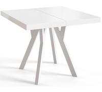 Mesa Comedor Extensible Cuadrada Rico, Mesa Comedor, Mesa Cuadrada, Tablero Laminado de 36 mm, Madera de Haya 110-210 cm, Blanco